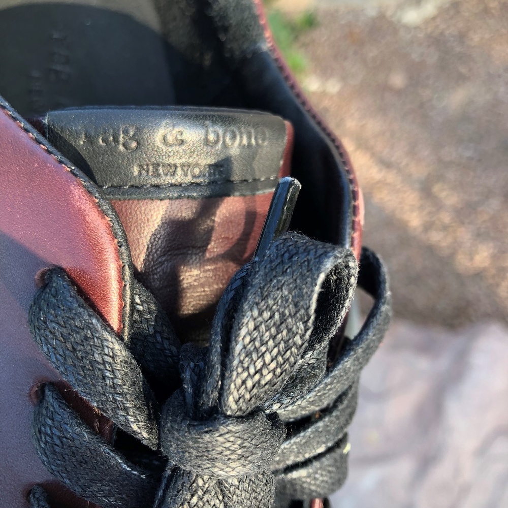 Rag & Bone Leather Lace Up Low Top Sneakers Sz10 - Picture 6 of 8